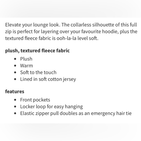 Lululemon Collarless Textured Fleece Full Zip Teddy Jacket in Black - Picture 11 of 11